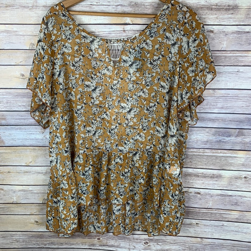 Torrid yellow top with crochet back. Size 2